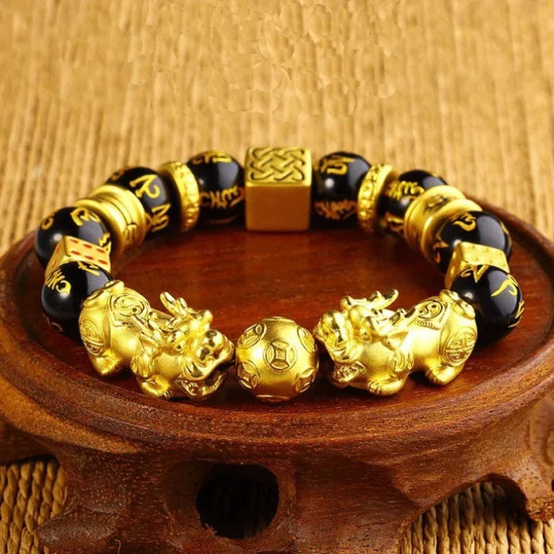 Gold-Plated Double Pixiu Bracelet - Extreme Wealth & Protection