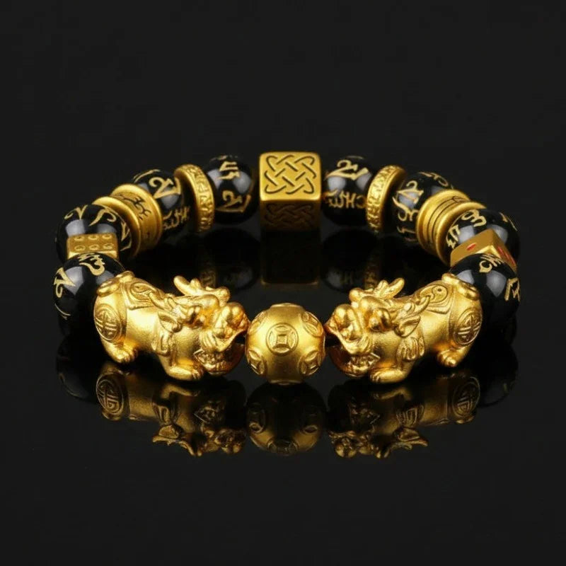 Gold-Plated Double Pixiu Bracelet - Extreme Wealth & Protection