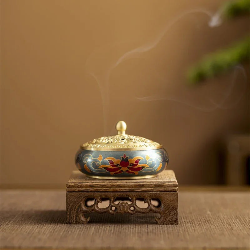 Golden Lotus Copper Incense Burner | Handcrafted Incense Set & Seal Tool
