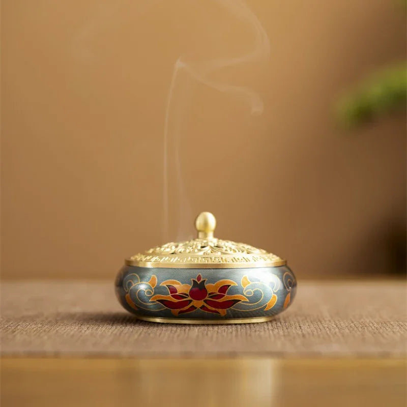 Golden Lotus Copper Incense Burner | Handcrafted Incense Set & Seal Tool