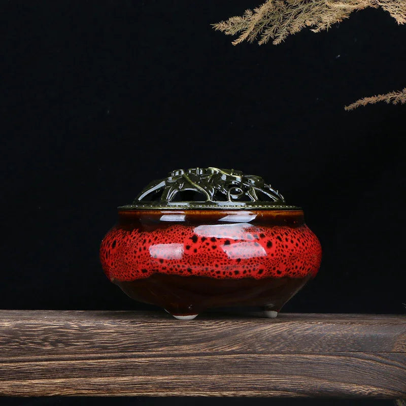 Premium Ice Crackle Glaze Celadon Censer for Coil Incense