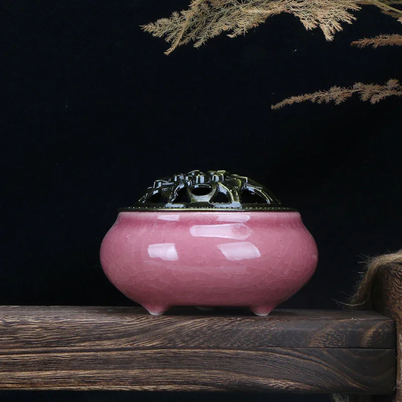 Premium Ice Crackle Glaze Celadon Censer for Coil Incense