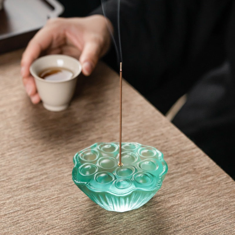 Liuli incense insert creative lotus incense holder tea pet tea table ornaments for home incense agarwood incense burner