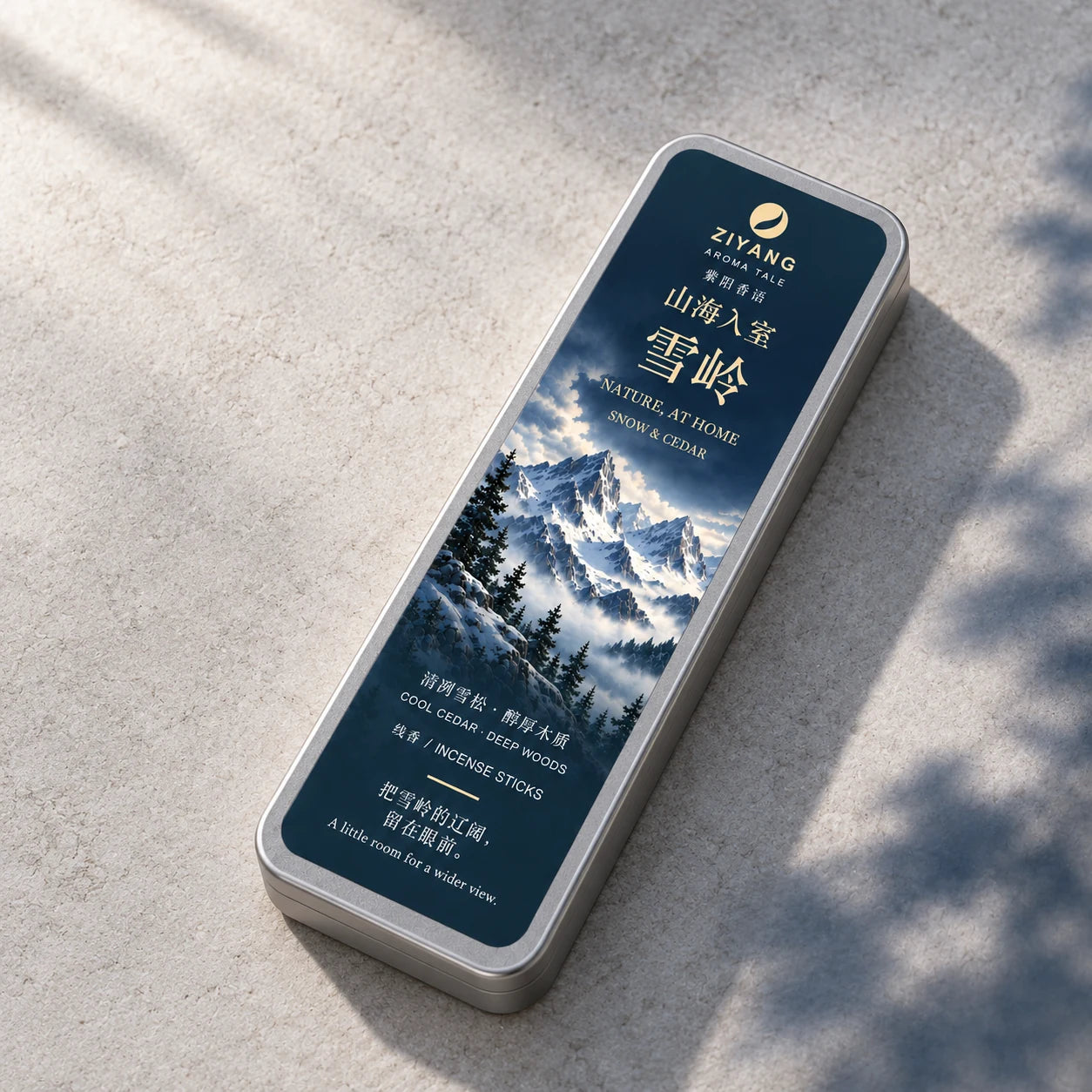 Snow & Cedar scent-inspired product composition