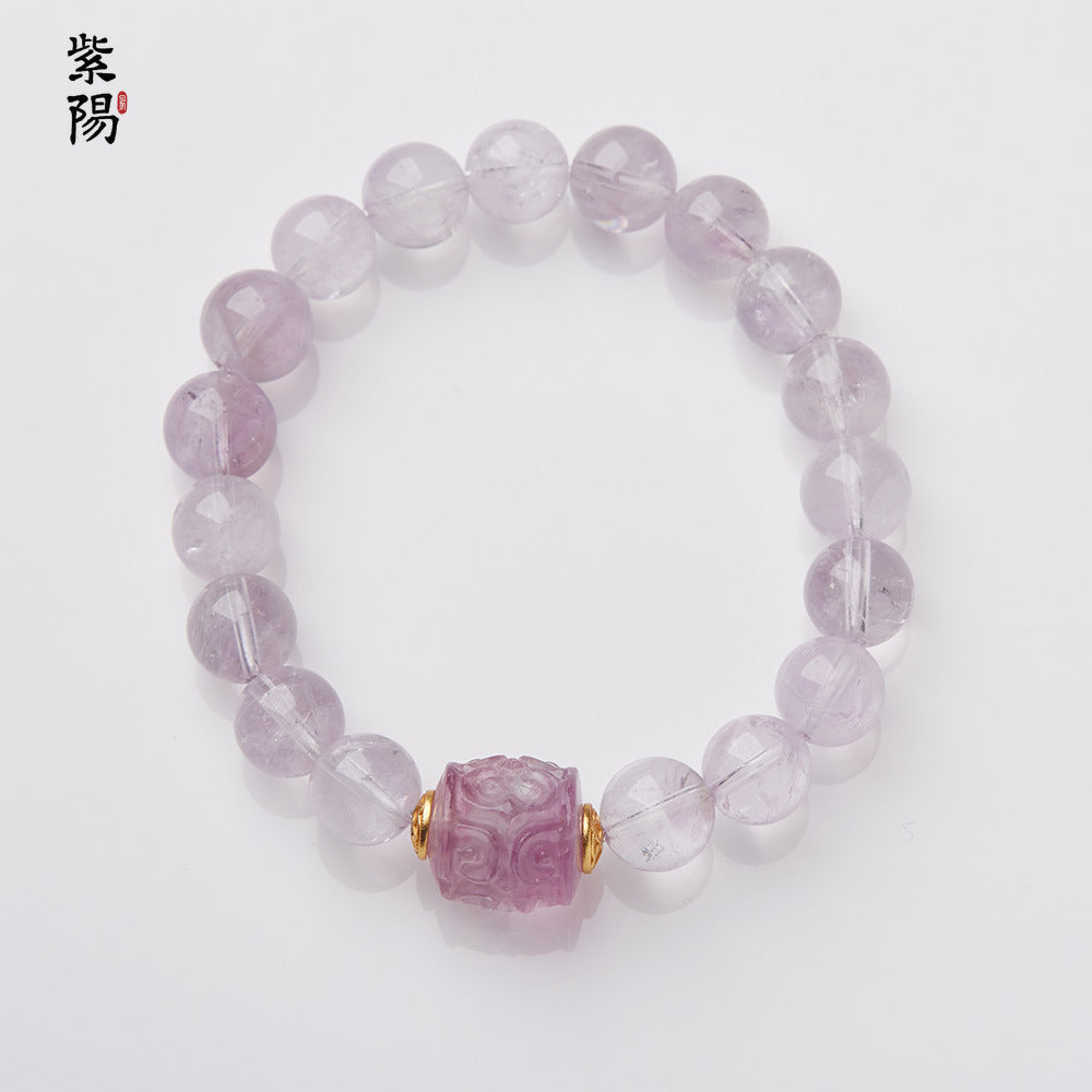 Nine Purple Fire Luck Bracelet – Amethyst Purple Phantom Crystal | Elegant Handmade Energy Bracelet for Women