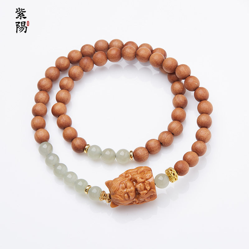 Incense Ash Glazed Bracelet Pink Porcelain Nine-tailed Fox Gold Foil Good Luck Bracelet Girlfriend Gift