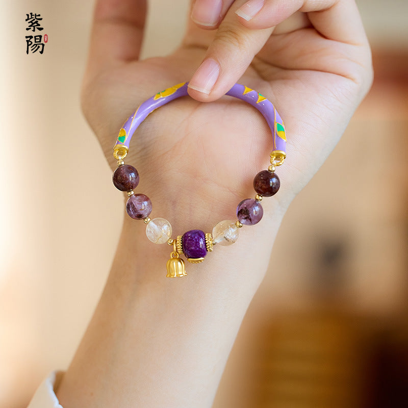 Nine Purple Fire Luck Bracelet – Amethyst Purple Phantom Crystal | Elegant Handmade Energy Bracelet for Women