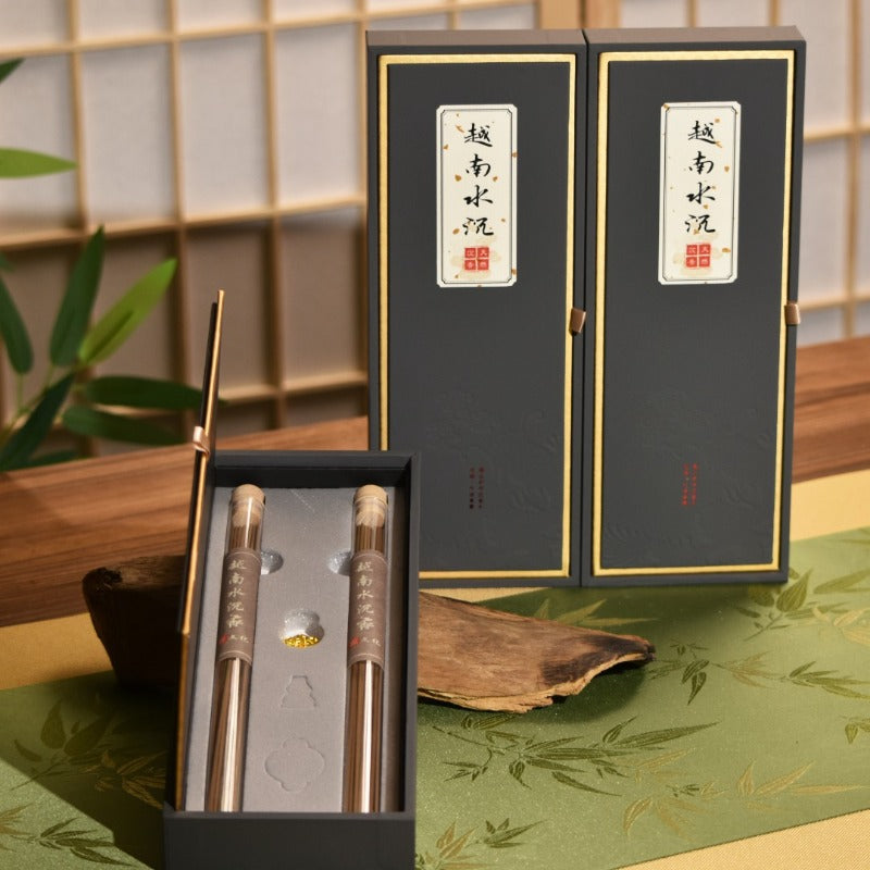 Vietnam sinking Hainan pear sandalwood double tube gift box indoor home wood Chinese incense gift incense gift