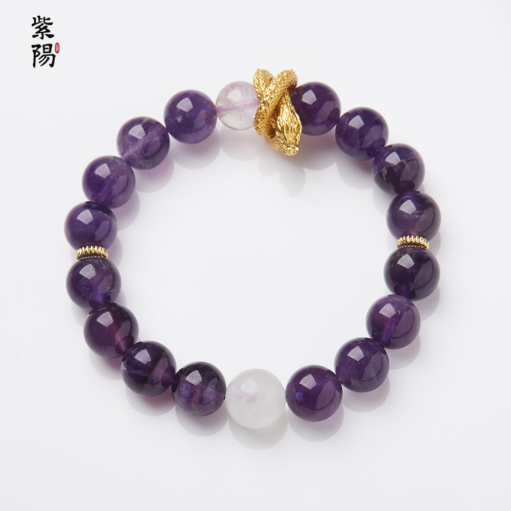 Nine Purple Fire Luck Bracelet – Amethyst Purple Phantom Crystal | Elegant Handmade Energy Bracelet for Women