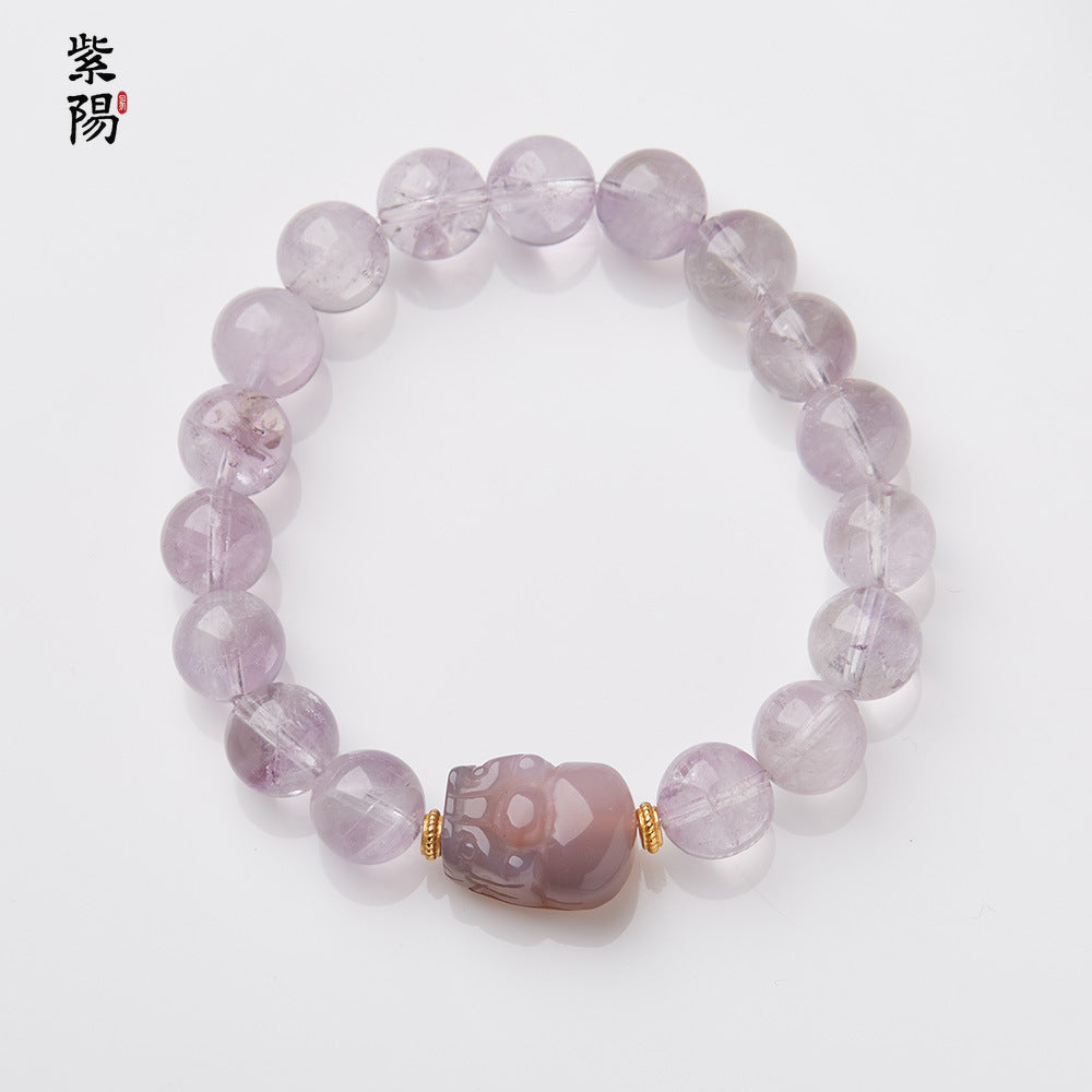 Nine Purple Fire Luck Bracelet – Amethyst Purple Phantom Crystal | Elegant Handmade Energy Bracelet for Women