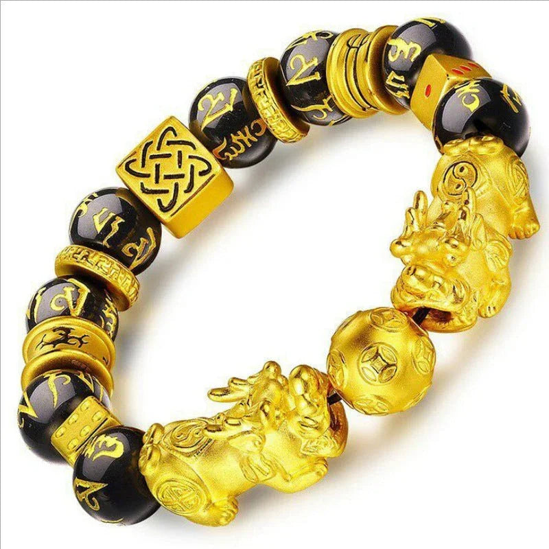Gold-Plated Double Pixiu Bracelet - Extreme Wealth & Protection