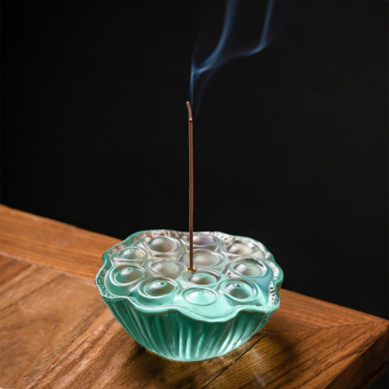 Liuli incense insert creative lotus incense holder tea pet tea table ornaments for home incense agarwood incense burner