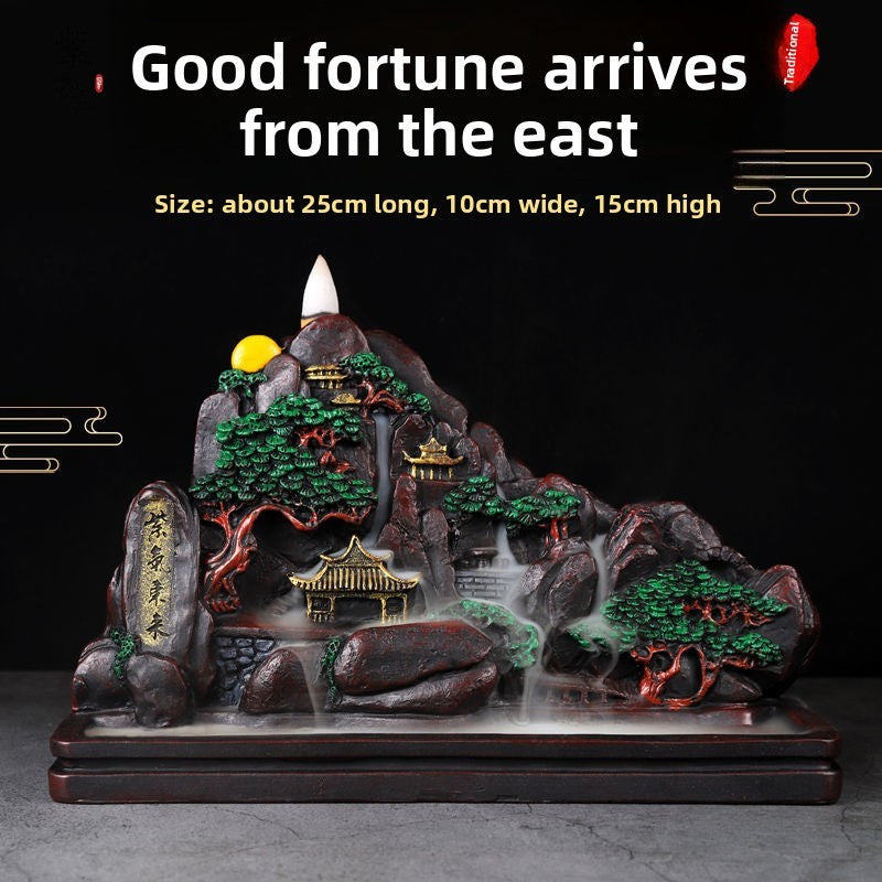 Flowing Clouds Retro Incense Burner "Purple Qi Rising" – Ceramic Feng Shui Ornament