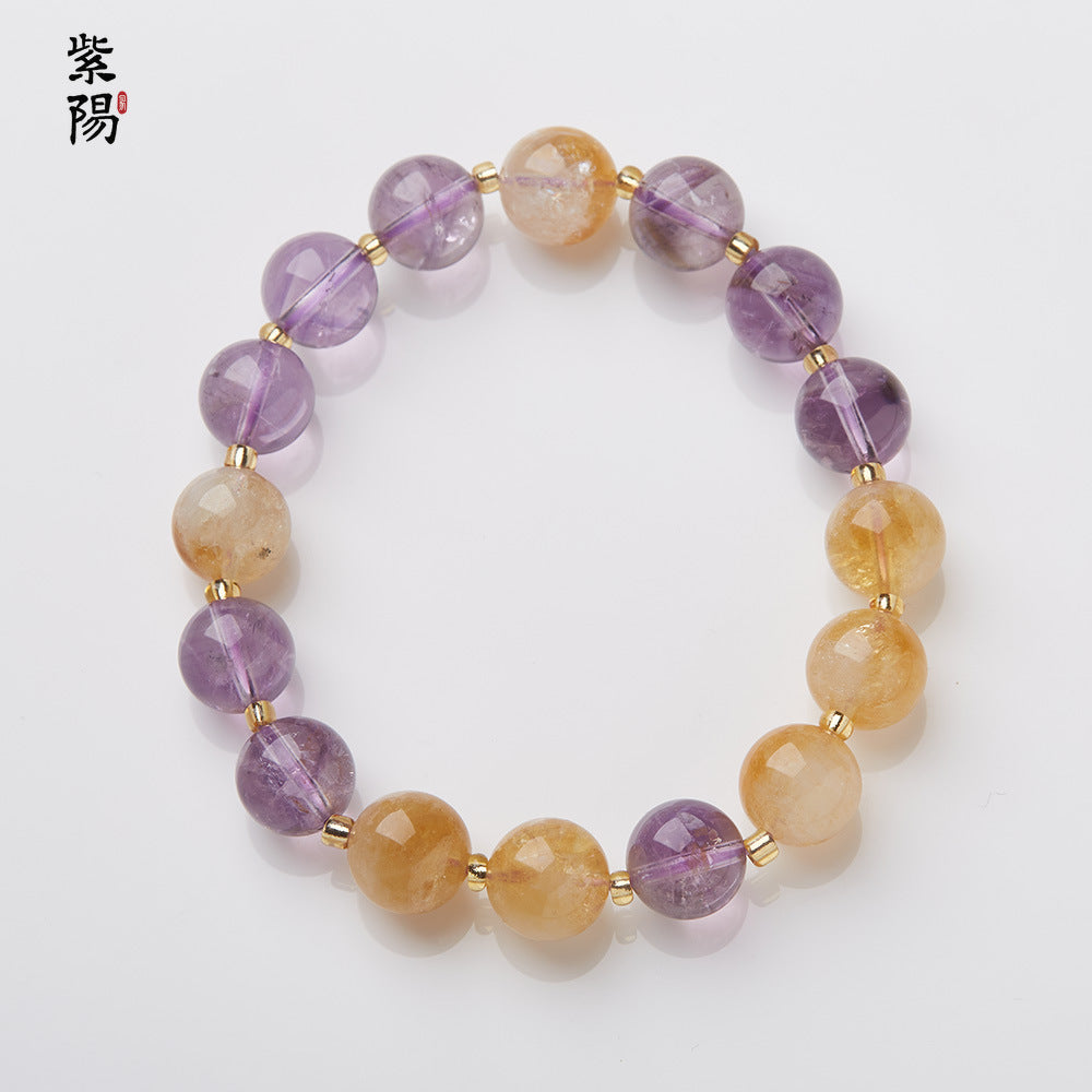 Nine Purple Fire Luck Bracelet – Amethyst Purple Phantom Crystal | Elegant Handmade Energy Bracelet for Women