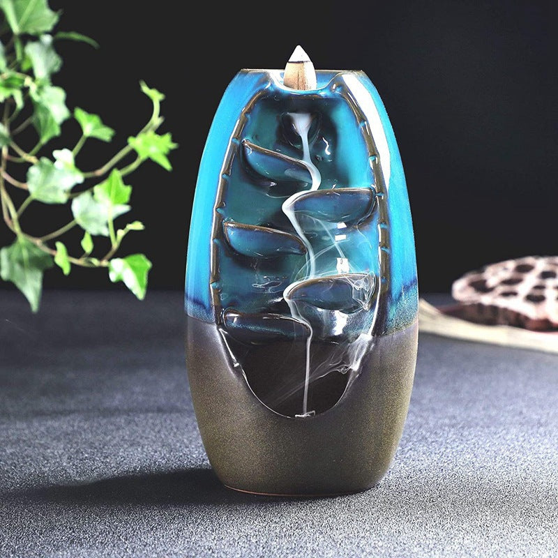 Backflow incense burner alpine flowing water creative ornament left and right sandalwood burner household indoor tower incense burner