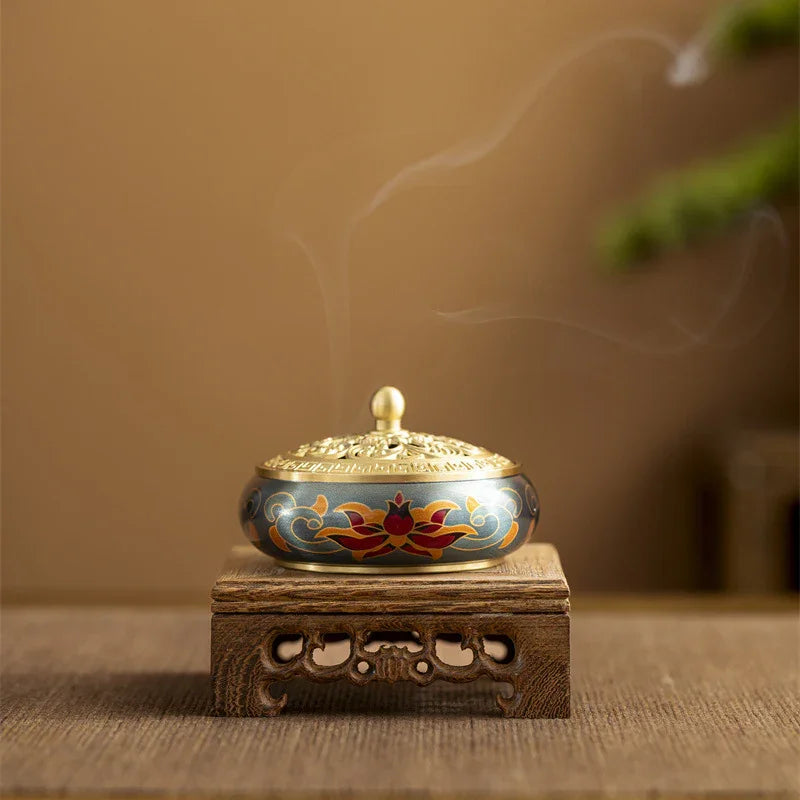 Golden Lotus Copper Incense Burner | Handcrafted Incense Set & Seal Tool