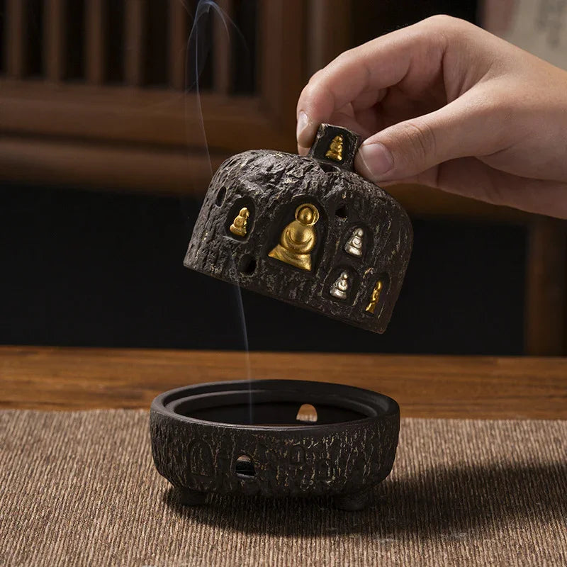 Dunhuang Zen Purple Clay Incense Burner | Gourd Aromatherapy Plate Holder