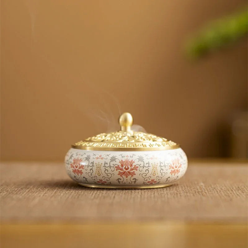 Golden Lotus Copper Incense Burner | Handcrafted Incense Set & Seal Tool
