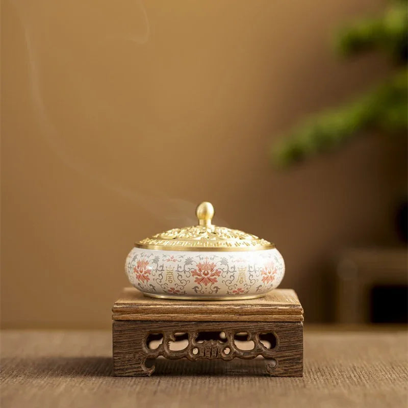 Golden Lotus Copper Incense Burner | Handcrafted Incense Set & Seal Tool