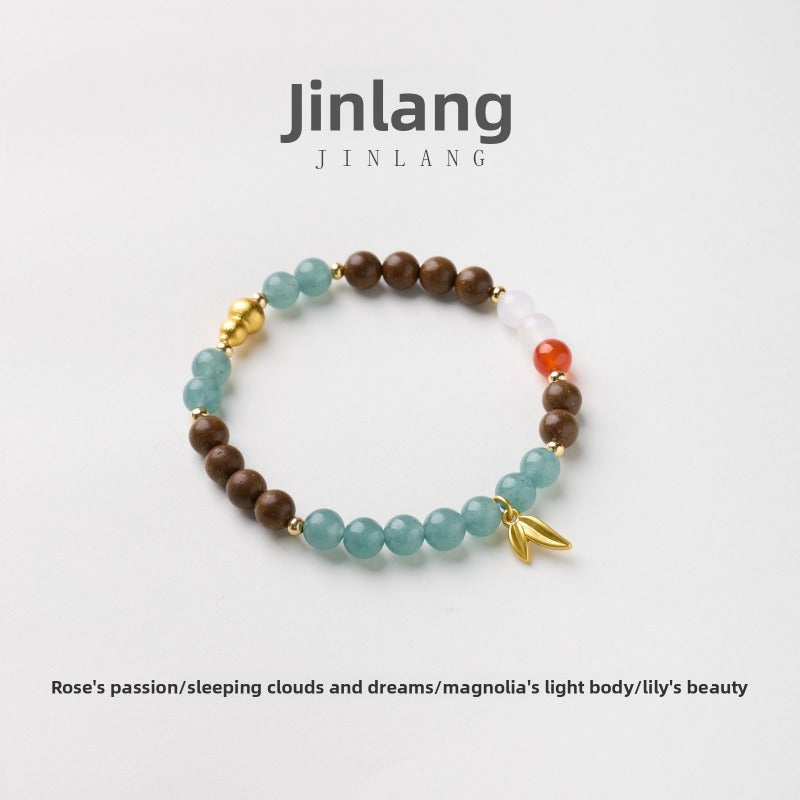 Pear Tent Fragrance Traditional Chinese Medicine Hexiang Bead Bracelet New Chinese Natural Blue Water Jade Gourd Passepartout Medicinal Fragrance Bracelet