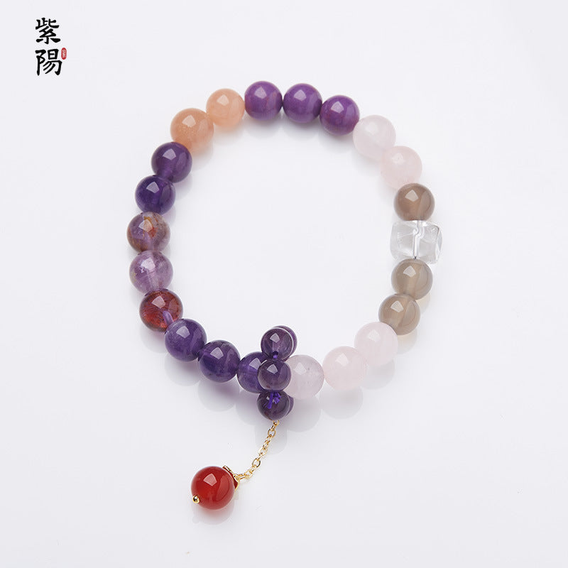 Nine Purple Fire Luck Bracelet – Amethyst Purple Phantom Crystal | Elegant Handmade Energy Bracelet for Women