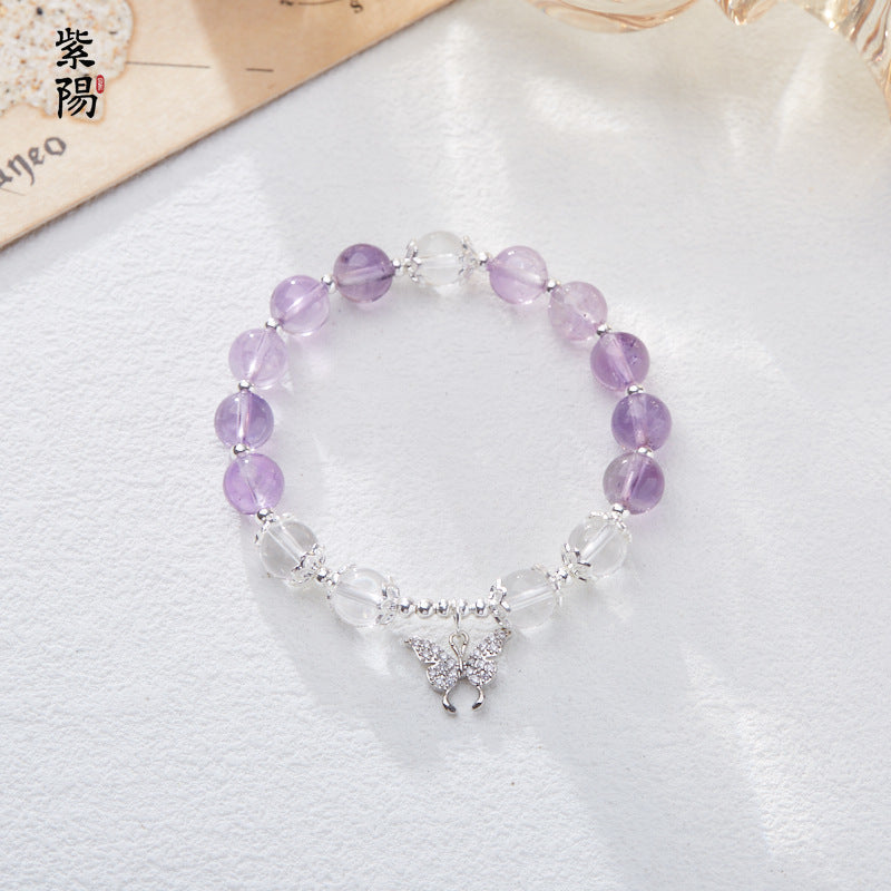 Nine Purple Fire Luck Bracelet – Amethyst Purple Phantom Crystal | Elegant Handmade Energy Bracelet for Women