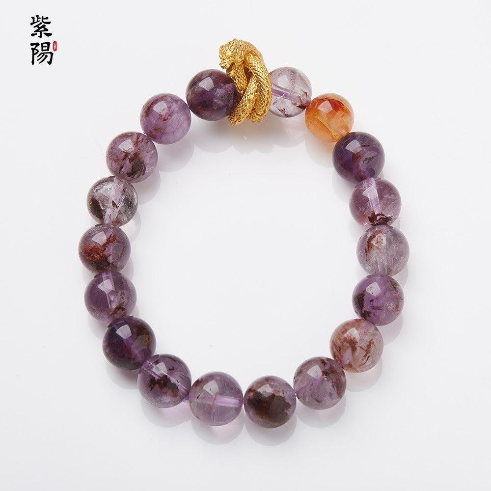 Nine Purple Fire Luck Bracelet – Amethyst Purple Phantom Crystal | Elegant Handmade Energy Bracelet for Women