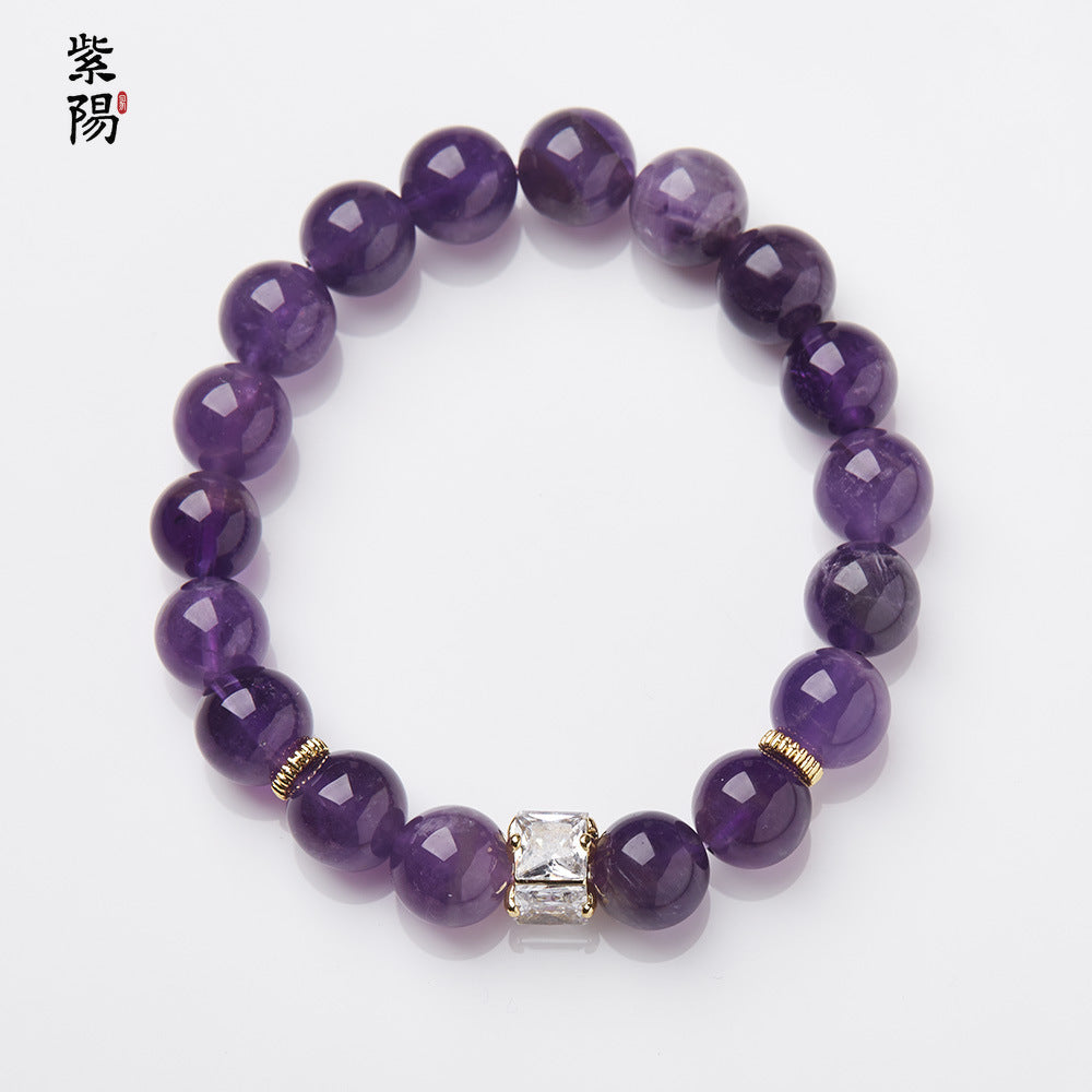 Nine Purple Fire Luck Bracelet – Amethyst Purple Phantom Crystal | Elegant Handmade Energy Bracelet for Women