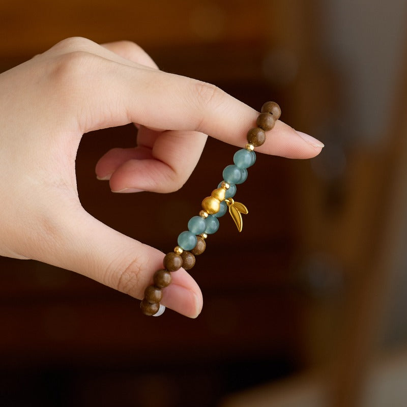 Pear Tent Fragrance Traditional Chinese Medicine Hexiang Bead Bracelet New Chinese Natural Blue Water Jade Gourd Passepartout Medicinal Fragrance Bracelet