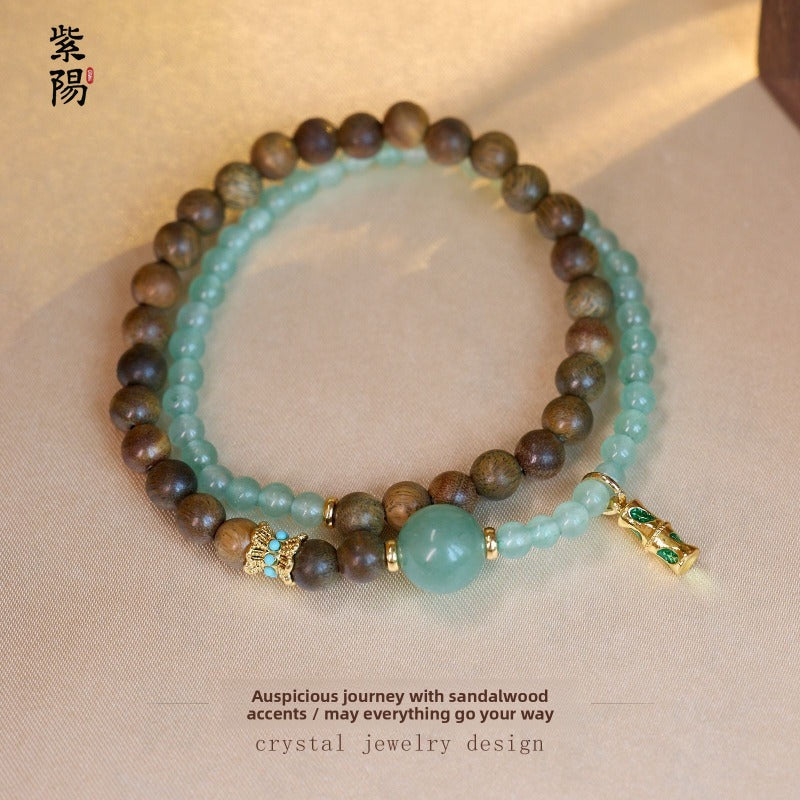 Zhao Mi Gold Hair Crystal Bracelet, Jewelry Tiger's Eye Stone White Crystal Amethyst Good Luck Double Ring Bracelet Beaded