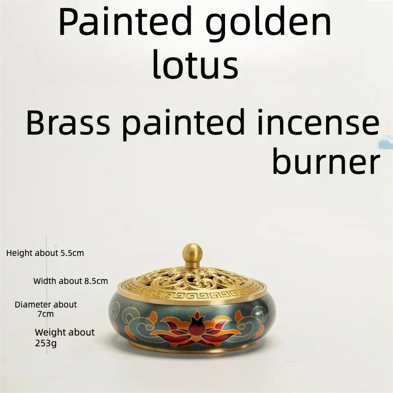 Golden Lotus Copper Incense Burner | Handcrafted Incense Set & Seal Tool