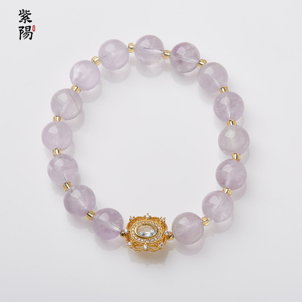 Nine Purple Fire Luck Bracelet – Amethyst Purple Phantom Crystal | Elegant Handmade Energy Bracelet for Women