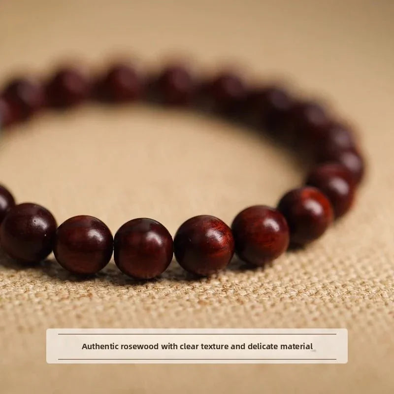 Red Sandalwood & Golden Silk Bead Bracelet | Premium Hetian Jade Spacer
