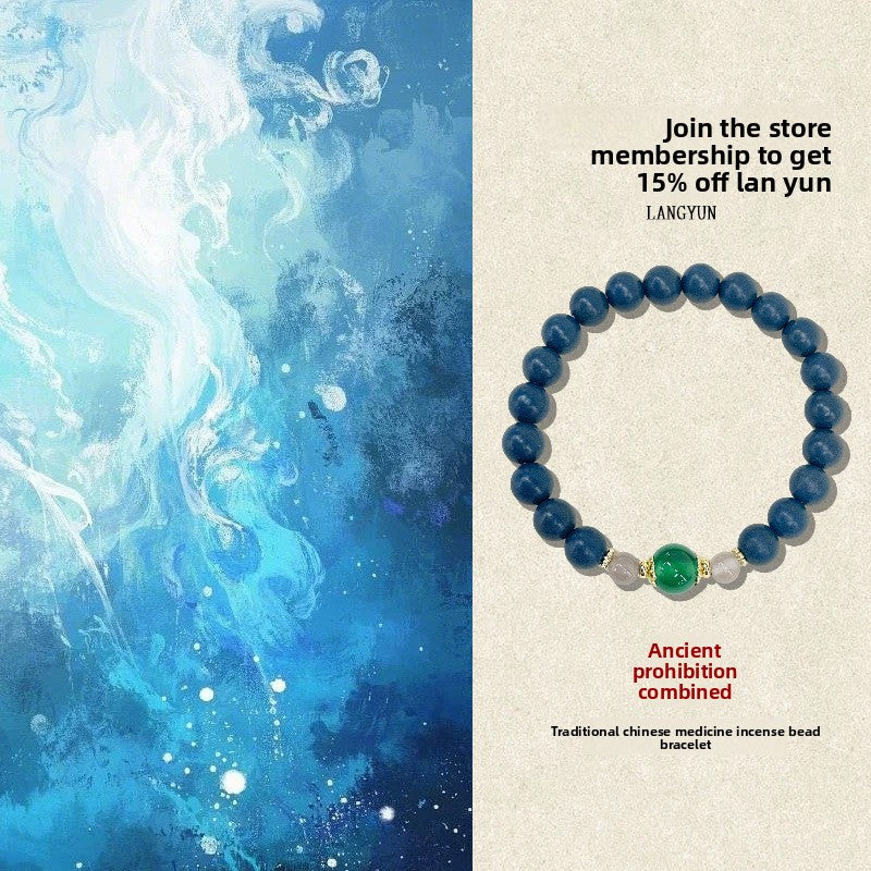 Natural traditional Chinese medicine Hexiang beads bracelet blue pharmacist design bracelet